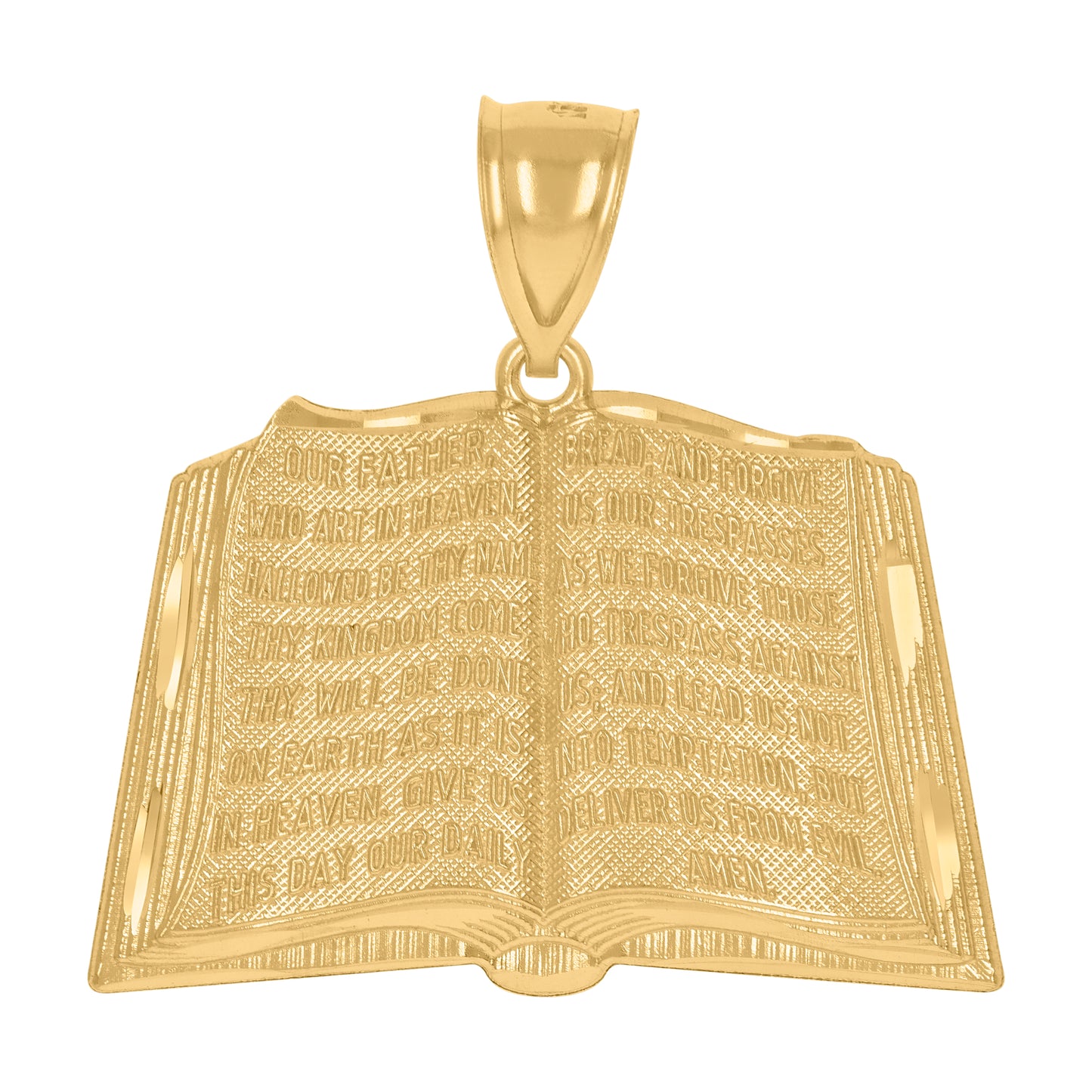 10kt Yellow Gold Unisex Diamond-Cut Religious Book Charm Pendant