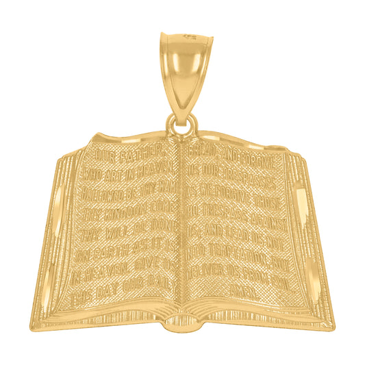 10kt Yellow Gold Unisex Diamond-Cut Religious Book Charm Pendant