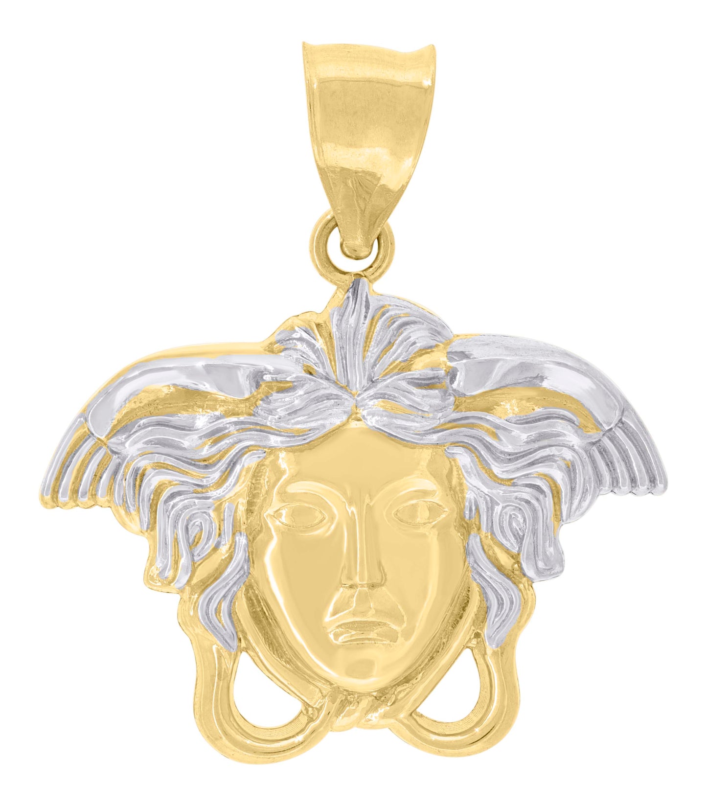10k Two tone Gold Mens Medusa Egyptian Fashion Charm Pendant