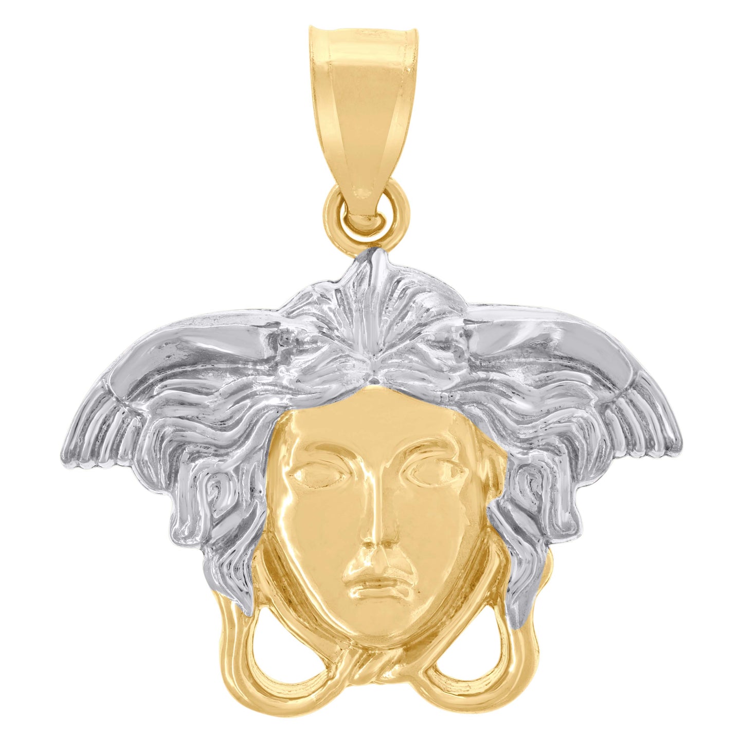10k Two tone Gold Mens Medusa Egyptian Fashion Charm Pendant